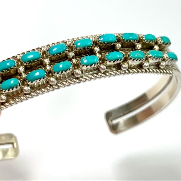 VTG Native American Navajo Regina Martinez Silver Turquoise Cuff Bracelet - Picture 2 of 6